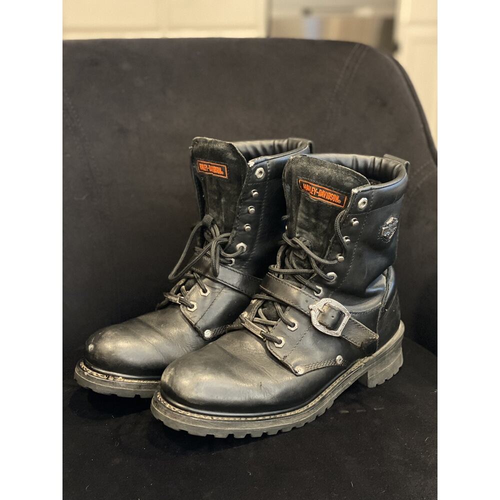Harley Davidson Faded Glory 8" Black Riding Boots Size 10 M D91003